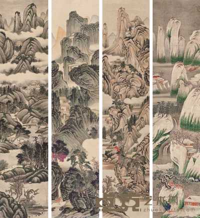 张宗苍 山水 四屏 205×45cm×4